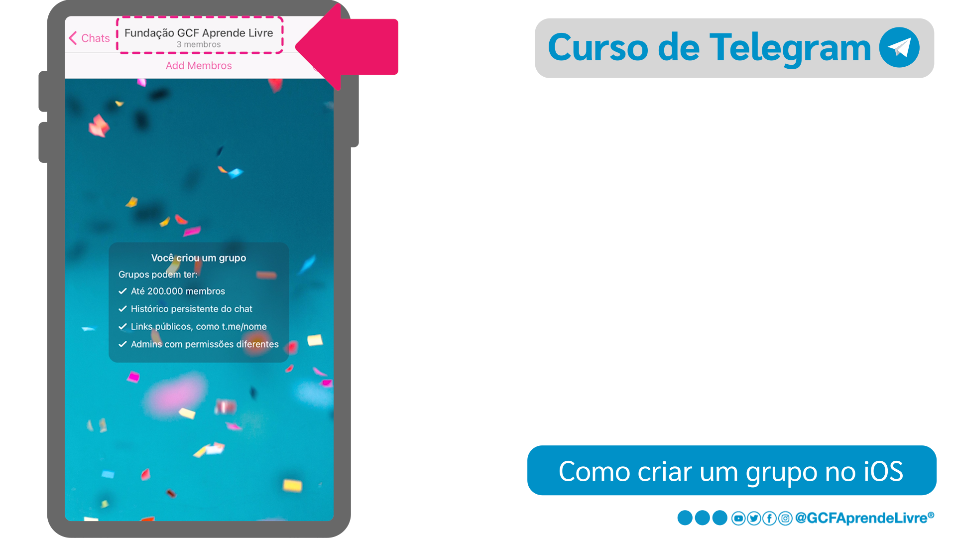 Como criar um grupo do Telegram no iOS - passo 7